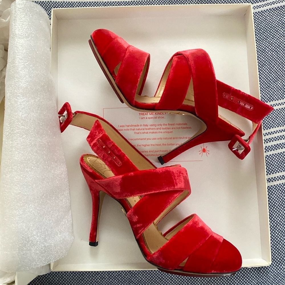 Charlotte Olympia Brenda Velvet Slingback Pumps NB